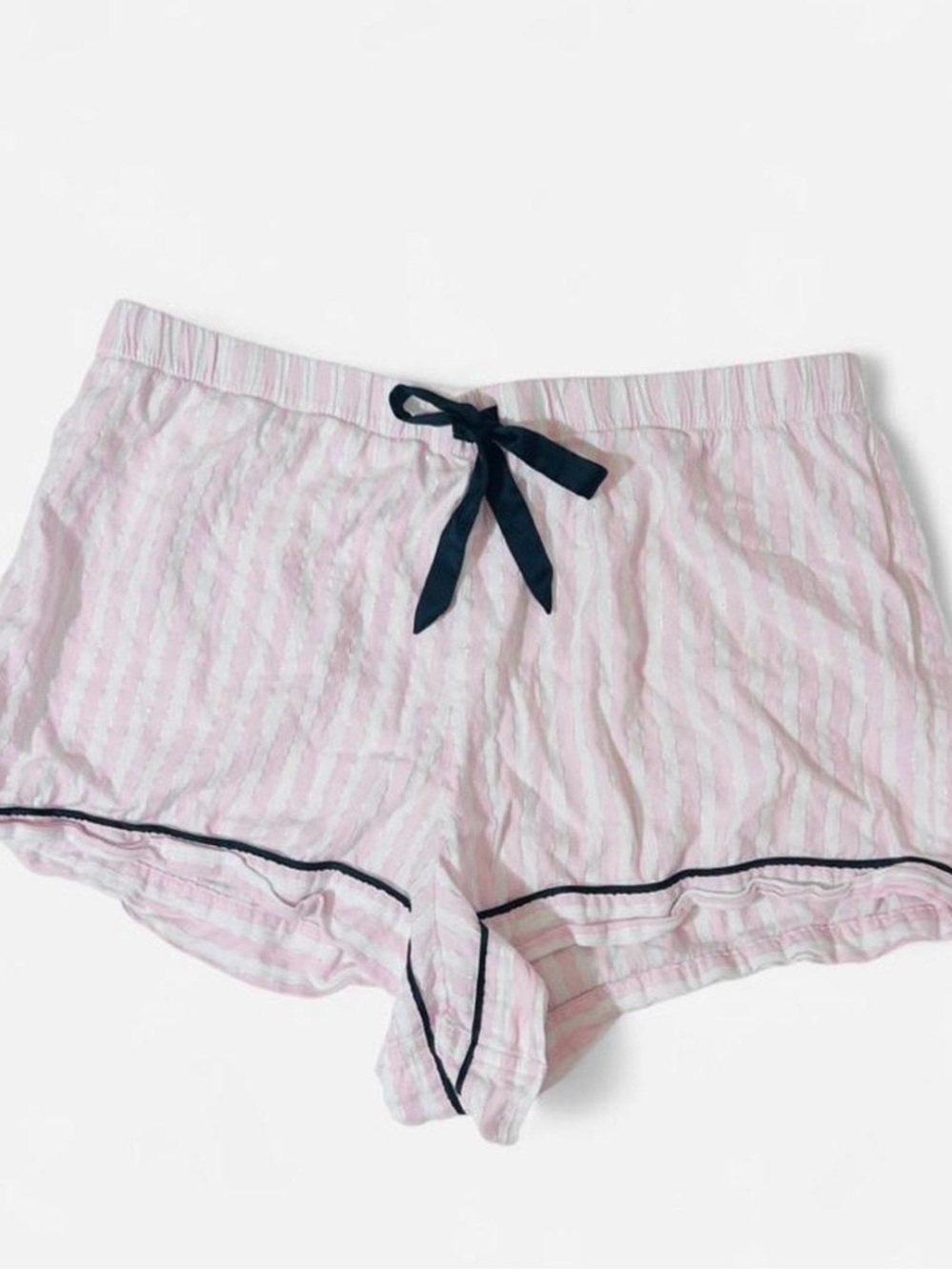 Victoria's Secret Pink Striped Cotton Pajama Shorts with black bow